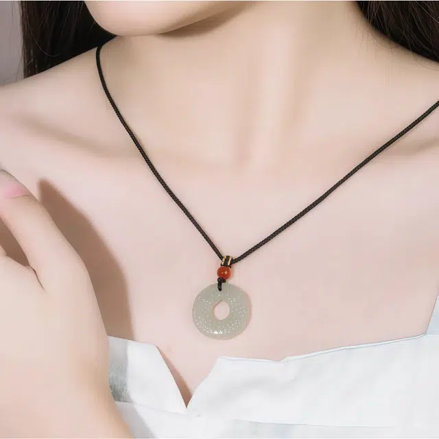 【温润如玉】 帝苏行 双龙环平安扣 新中式国潮 吉祥如意平安顺遂 简约小众设计 吊坠 青玉 女款