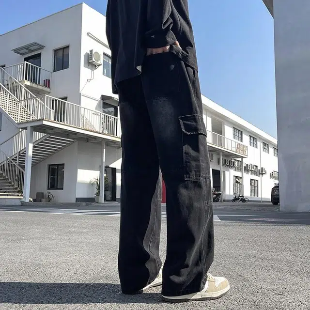 华夏儿女 春夏 美式复古街头百搭工装宽松直筒休闲阔腿牛仔裤 男款