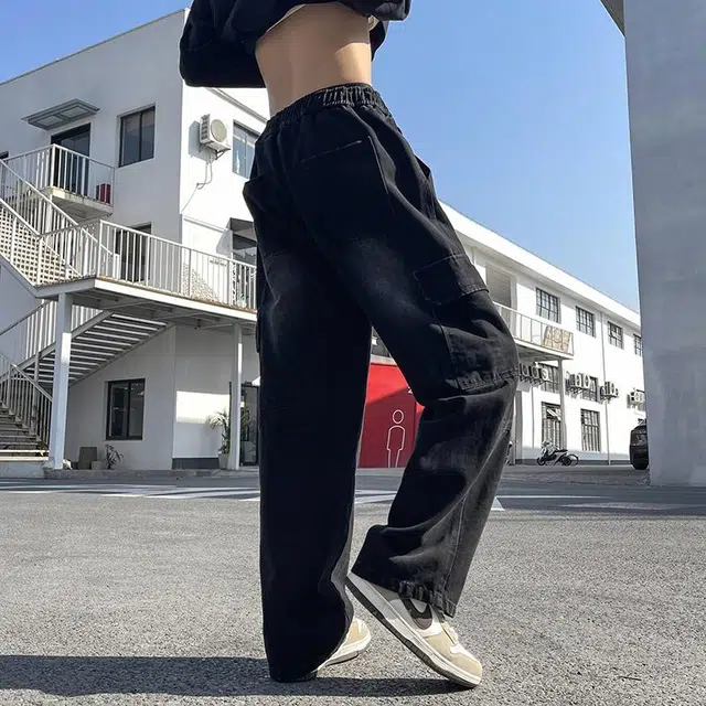 华夏儿女 春夏 美式复古街头百搭工装宽松直筒休闲阔腿牛仔裤 男款