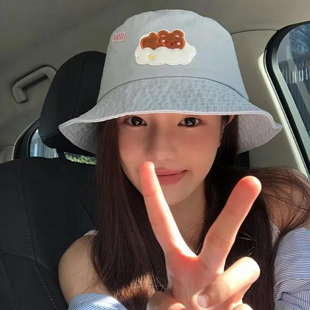 优莲茵 韩系甜美可爱小熊 春夏季百搭盆帽大头围显脸小防晒遮阳 糖果色甜妹出游帽 棉 渔夫帽 女款