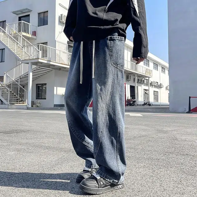 华夏儿女 春夏季 美式简约百搭复古工装休闲阔腿牛仔裤 男款