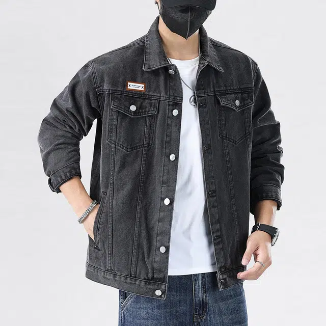 【dme】 水洗复古做旧宽松落肩百搭时尚长袖翻领夹克外套 男女同款
