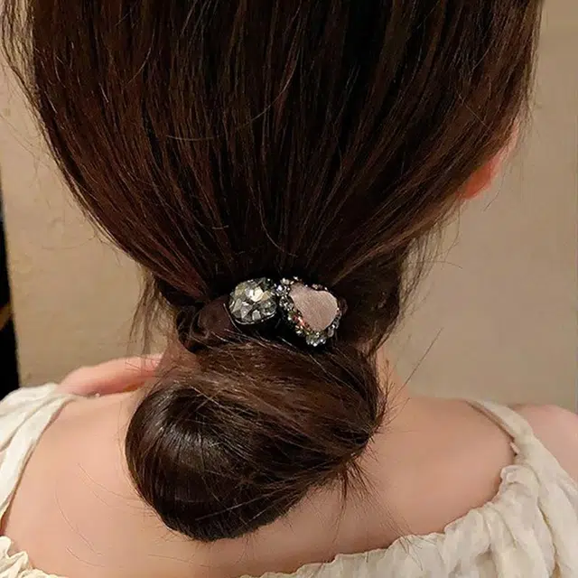 左欧 爱心 精致韩国高档丸子头扎头发 布艺 头绳 女款