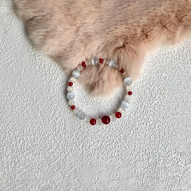 翡宇 红妆予你 新中式爆款 荔枝冻猫眼转运彩色串珠手链 复古精致显白小众设计高级感手饰 好运物 玛瑙 手串 女款