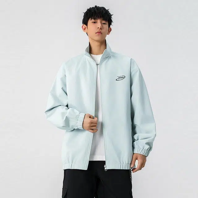 雅鹿 基础款简约日系学院风高街复古百搭双面穿条纹宽松立领休闲运动长袖开衫教练夹克外套 男女同款