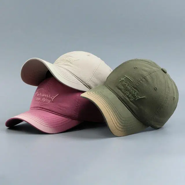 优莲茵 复古个性时尚字母刺绣复古时尚渐变色大帽檐 水洗户外休闲百搭 棉 鸭舌帽 男女同款情侣款
