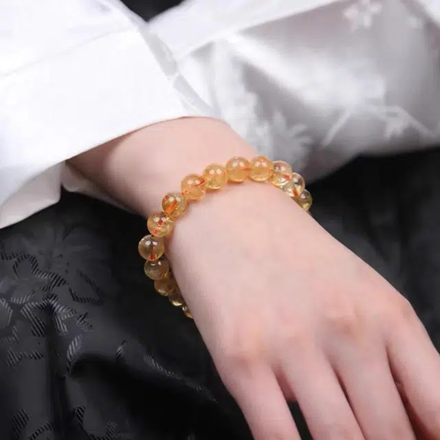 墨者善石 配证书  财源滚滚 招财进宝  温婉文艺甜美可爱#好运天然 黄水晶 手串 男女同款情侣款