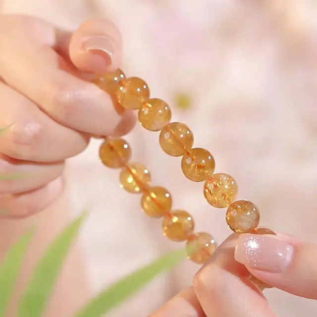 墨者善石 配证书  财源滚滚 招财进宝  温婉文艺甜美可爱#好运天然 黄水晶 手串 男女同款情侣款