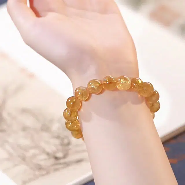 墨者善石 配证书  财源滚滚 招财进宝  温婉文艺甜美可爱#好运天然 黄水晶 手串 男女同款情侣款