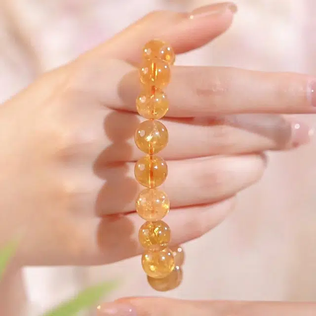 墨者善石 配证书  财源滚滚 招财进宝  温婉文艺甜美可爱#好运天然 黄水晶 手串 男女同款情侣款