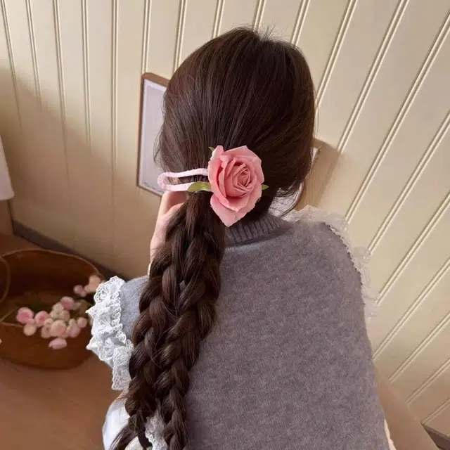 丹琴 韩系少女玫瑰花朵 甜美森系鸭嘴夹 树脂 发夹 女款