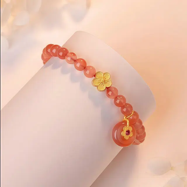 【流光溢彩】 帝苏行 桃花朵朵 新中式国潮 吉祥如意平安顺遂 简约小众设计 玛瑙 手串 女款