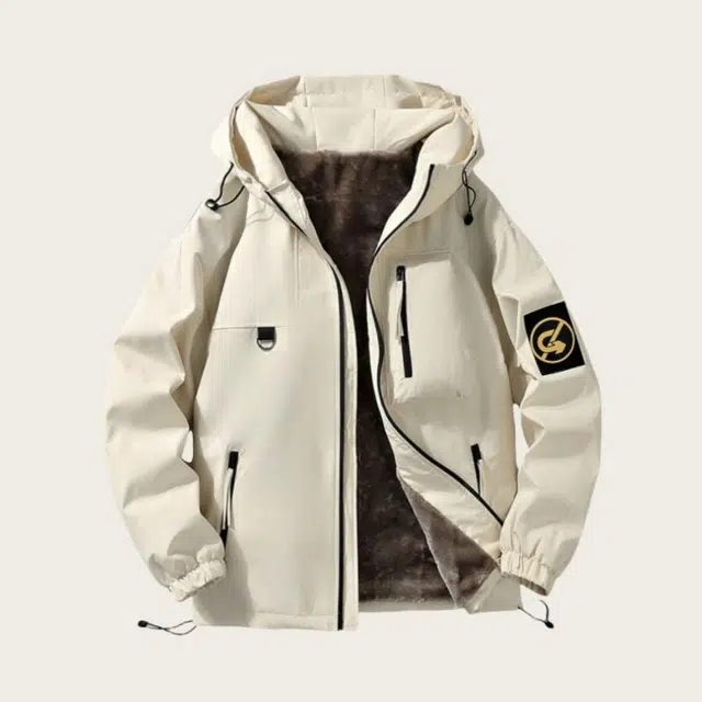 雅鹿  秋冬季加绒加厚男士连帽潮流时尚夹克外套  防水防风冲锋衣 男款