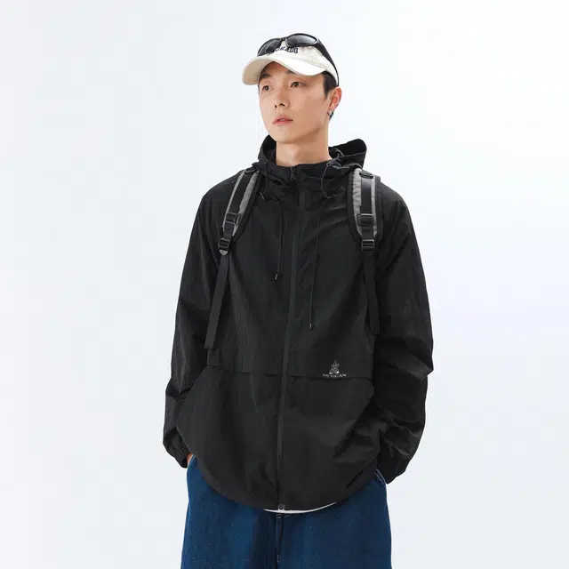 稻草人 美式山系户外薄款速干登山透气防紫外线舒适百搭宽松休闲连帽防晒服 男女同款