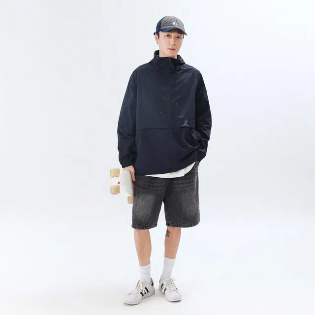 稻草人 美式山系户外薄款速干登山透气防紫外线舒适百搭宽松休闲连帽防晒服 男女同款