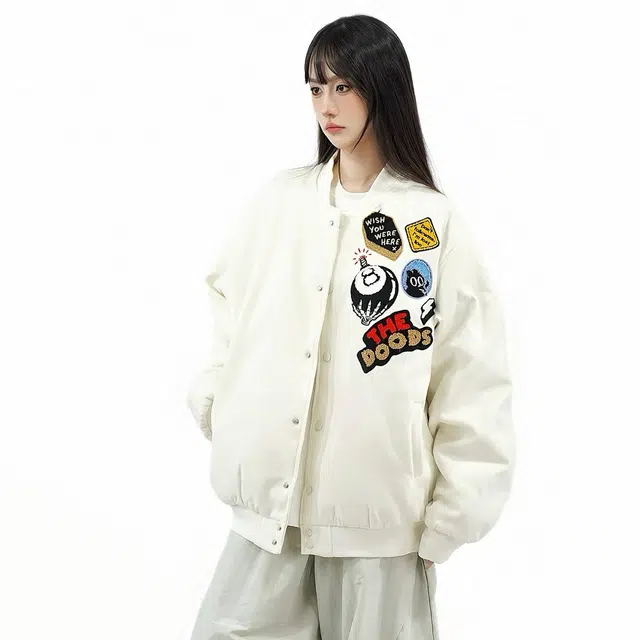 物质公式  重磅美式街头徽章趣味图案万针字母刺绣撞色拼接质感氛围感痞帅潮流高级感休闲宽松百搭棒球服 男女同款