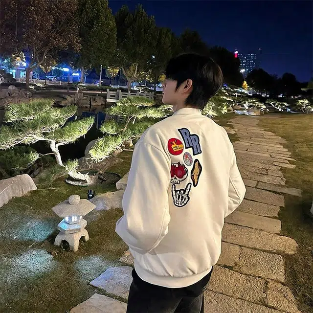 物质公式  重磅美式街头徽章趣味图案万针字母刺绣撞色拼接质感氛围感痞帅潮流高级感休闲宽松百搭棒球服 男女同款