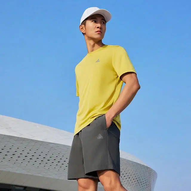 匹克 运动短裤夏季冰丝男士五分裤纯色健身训练跑步户外运动裤子 休闲短裤 男款 灰绿
