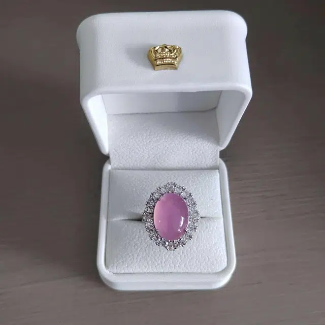 识恩 白月光 粉紫桃花运樱花粉轻奢国潮古风 新中式 招财纳福 小众设计#好运 玉髓 戒指 女款