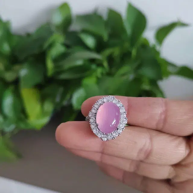 识恩 白月光 粉紫桃花运樱花粉轻奢国潮古风 新中式 招财纳福 小众设计#好运 玉髓 戒指 女款