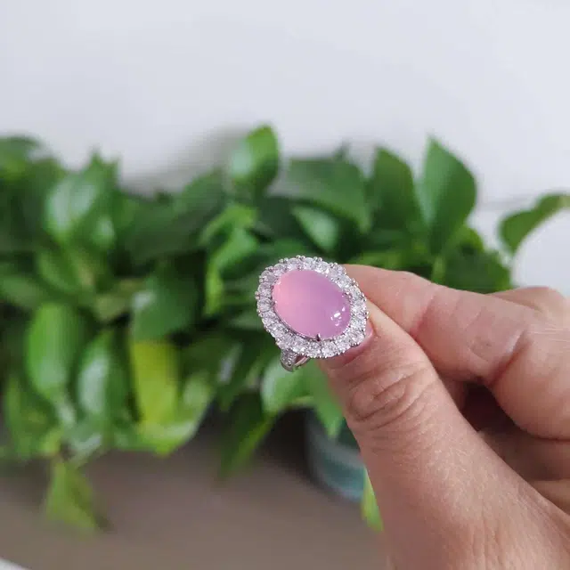 识恩 白月光 粉紫桃花运樱花粉轻奢国潮古风 新中式 招财纳福 小众设计#好运 玉髓 戒指 女款