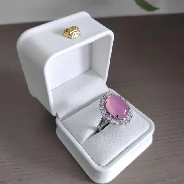 识恩 白月光 粉紫桃花运樱花粉轻奢国潮古风 新中式 招财纳福 小众设计#好运 玉髓 戒指 女款