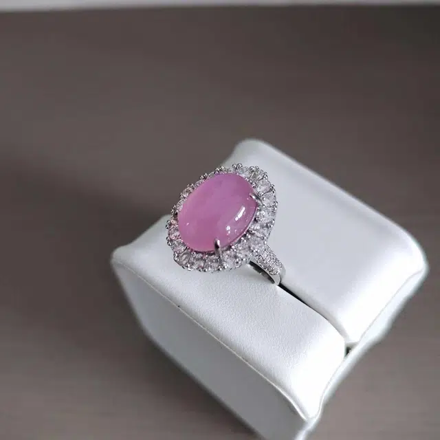 识恩 白月光 粉紫桃花运樱花粉轻奢国潮古风 新中式 招财纳福 小众设计#好运 玉髓 戒指 女款