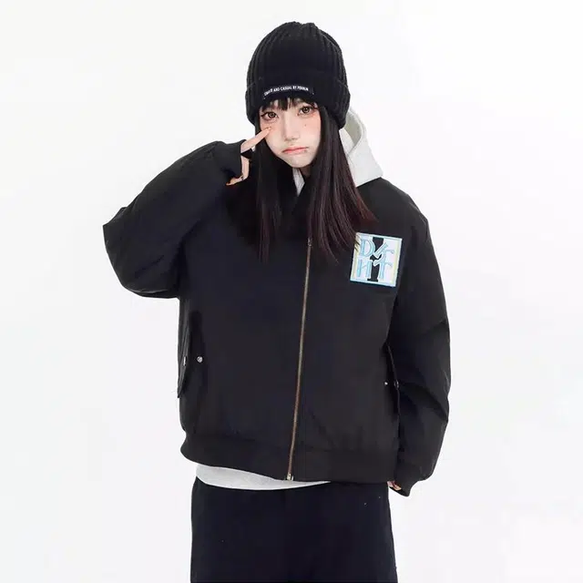 物质公式  美式潮牌复古刺绣魔术贴拉链宽松百搭舒适通勤飞行教练棒球服 男女同款