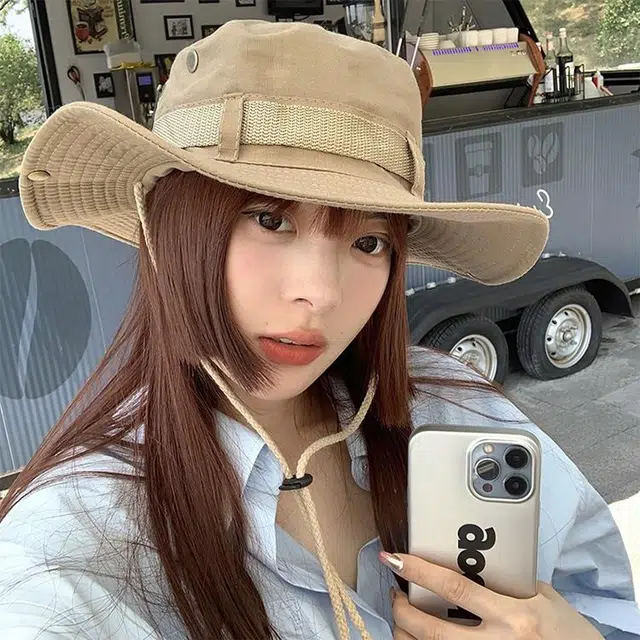 浪莎 夏季 薄荷曼波 大檐抽绳露营 防晒遮阳太阳帽登山必备氛围感拍照西部牛仔帽 涤纶 渔夫帽 男女同款情侣款