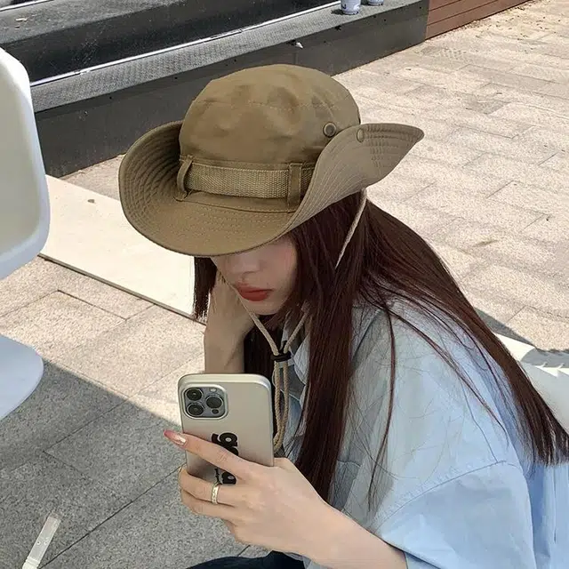 浪莎 夏季 薄荷曼波 大檐抽绳露营 防晒遮阳太阳帽登山必备氛围感拍照西部牛仔帽 涤纶 渔夫帽 男女同款情侣款