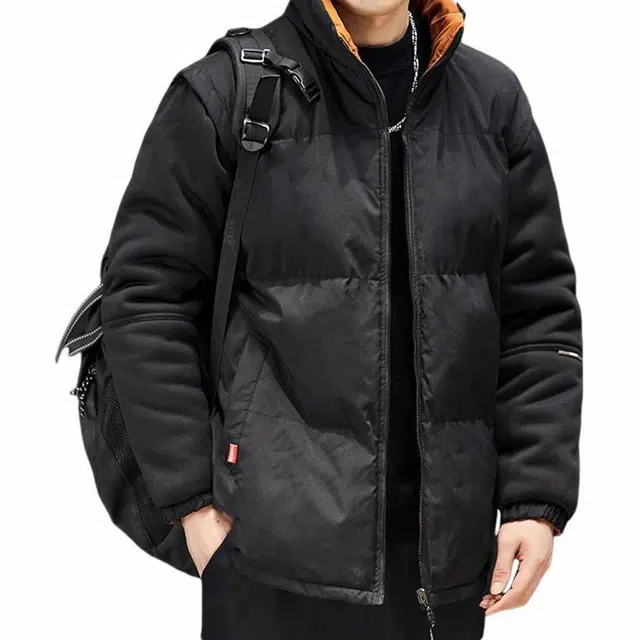 两面穿轻盈不臃肿加绒加厚防寒防水舒适吸汗保暖滑雪徒步宽松立领棉服 男款