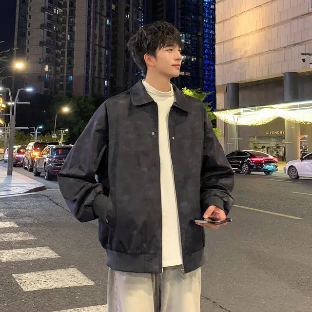 大卫贝肯 美式潮流复古拉链棒球服翻领休闲百搭舒适工装宽松夹克外套 男女同款