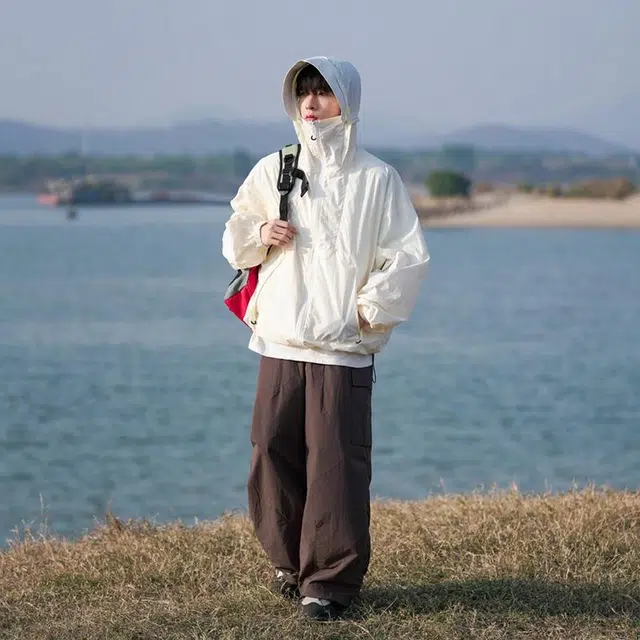 绘承 纯色日系简约轻薄宽松休闲无性别主义拉链百搭防紫外线旅游户外连帽 速干防晒服 男女同款