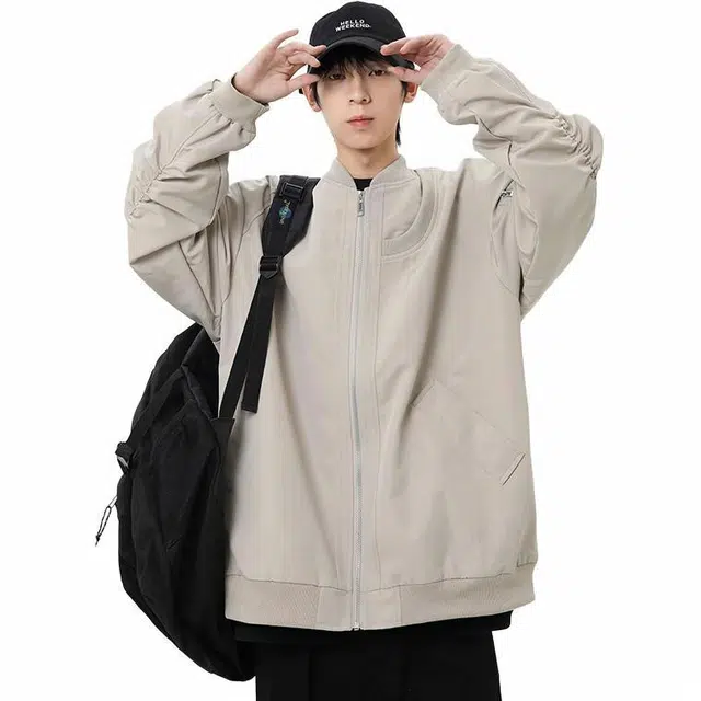 佐菲利  美式高街宽松百搭多口袋棒球服 男女同款