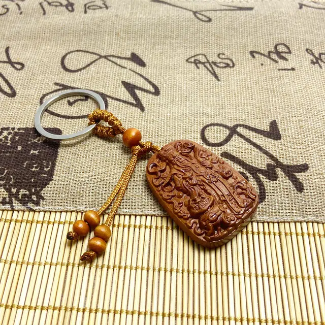 耳玺 国风雕刻吉祥好运创意独特实木随身小配件钥匙扣挂件国潮盘玩中式小众设计感精工雕刻 桃木 把件 男女同款情侣款