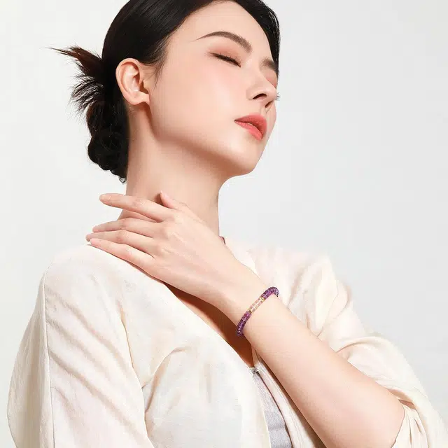 梦金园 【紫气东来】好运学业有成招财 珠事顺利 精致时尚小众个性#好运 水晶 玉石手串 女款