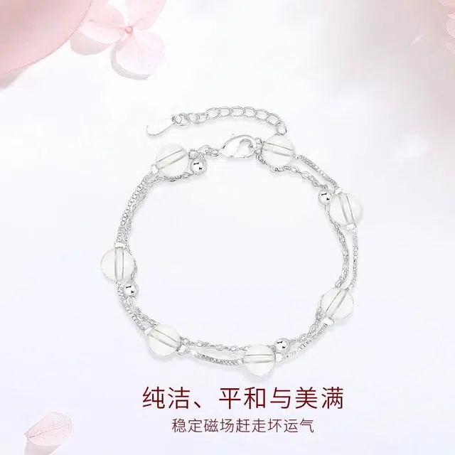 【S925银&净化情绪】 金师傅 双层 时来运转上岸招财时尚小众轻奢气质简约百搭#好运天然 白水晶 手链 男女同款情侣款