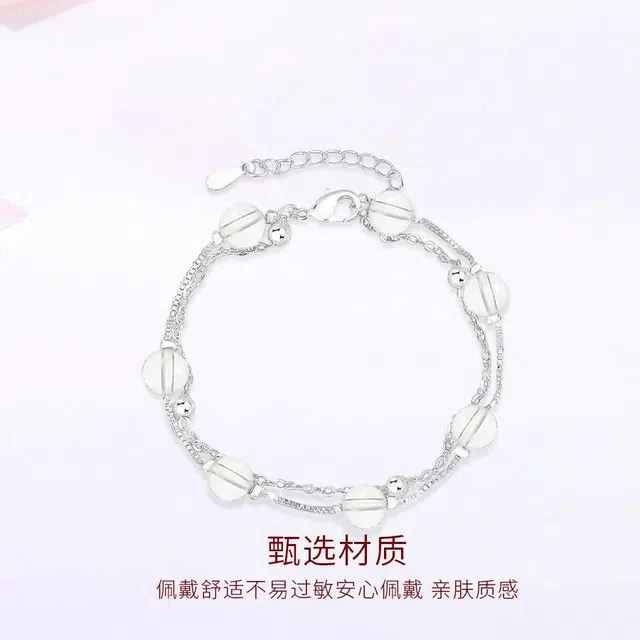 【S925银&净化情绪】 金师傅 双层 时来运转上岸招财时尚小众轻奢气质简约百搭#好运天然 白水晶 手链 男女同款情侣款