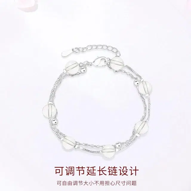 【S925银&净化情绪】 金师傅 双层 时来运转上岸招财时尚小众轻奢气质简约百搭#好运天然 白水晶 手链 男女同款情侣款