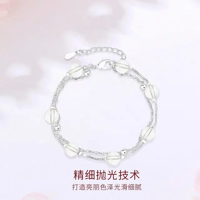 【S925银&净化情绪】 金师傅 双层 时来运转上岸招财时尚小众轻奢气质简约百搭#好运天然 白水晶 手链 男女同款情侣款