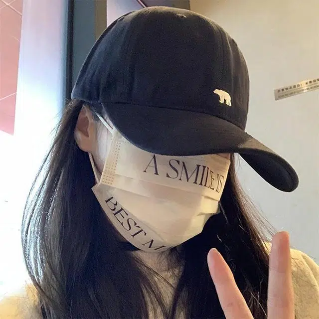 浪莎 北极熊刺绣宽檐大头围显脸小防晒 棉 鸭舌帽 男女同款情侣款