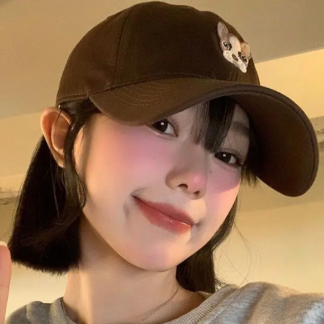 浪莎 可爱小狗刺绣韩系刺显脸小韩系遮阳防晒 棉 鸭舌帽 男女同款情侣款