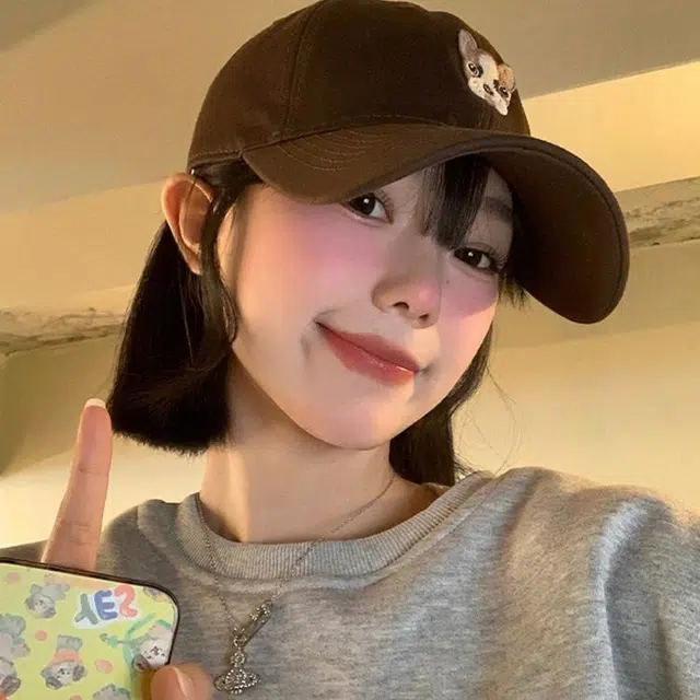 浪莎 可爱小狗刺绣韩系刺显脸小韩系遮阳防晒 棉 鸭舌帽 男女同款情侣款