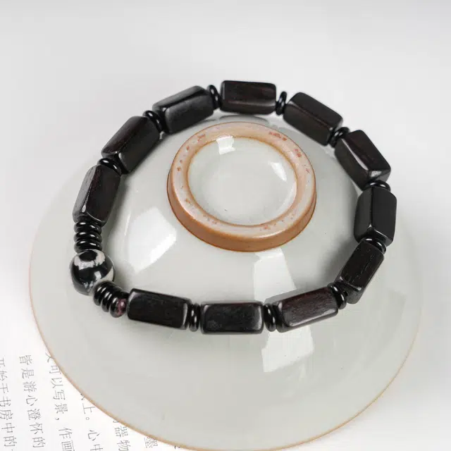 顺丰包邮 灵晔 新中式招财纳福文玩念珠盘玩佛珠招财纳福节节高升考试考研考公上岸转运百搭#学生党必备#好运 黑檀 手串 男女同款情侣款