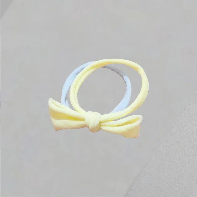 前方大荒野 奶油拼色蝴蝶结发带橡皮筋森系小清新甜美可爱温柔文雅简约布艺时尚设计日常氛围感精致百搭独特马尾时髦气质 棉麻 发圈 女款
