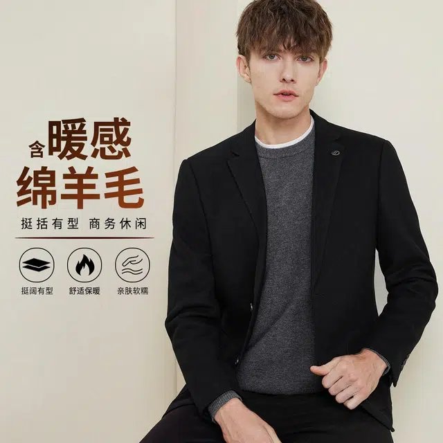 红豆 羊毛高档商务休闲正装耐皱易打理单西外套西装 男款