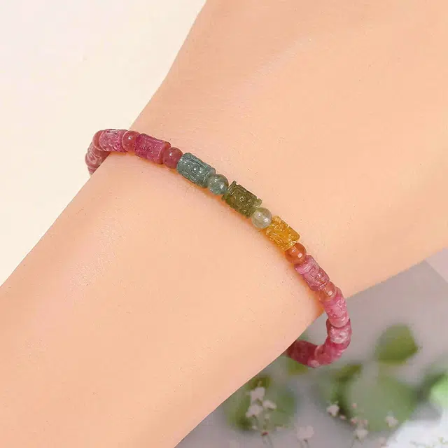 中国黄金 珍·如金 彩虹貔貅 简约设计多彩个性百搭#好运 碧玺 手串 女款