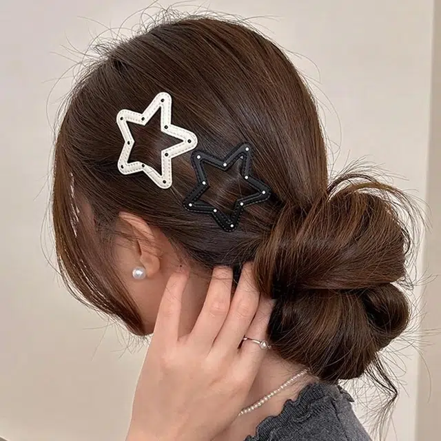 简应舒 波点刘海夹前额碎发边夹可爱侧边 皮革 发夹 女款