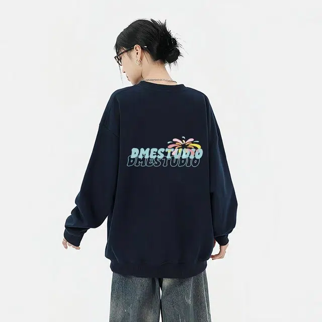 【dme】 潮牌高街创意美式镂空字母个性印花休闲圆领百搭宽松设计款舒适情侣装长袖春款卫衣 男女同款