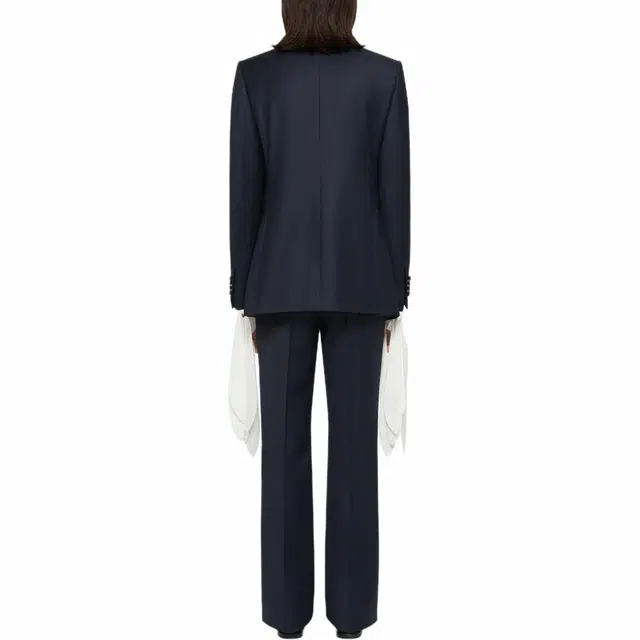 纪梵希 修身翻领双排扣西装外套 男款 海军蓝